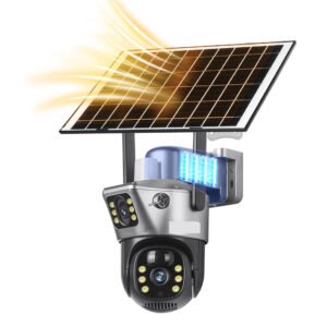 Three Lens Auto Tracking  Solar PTZ Security CCTV Camera